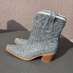 Silver Glitter Ankle Boots size 6